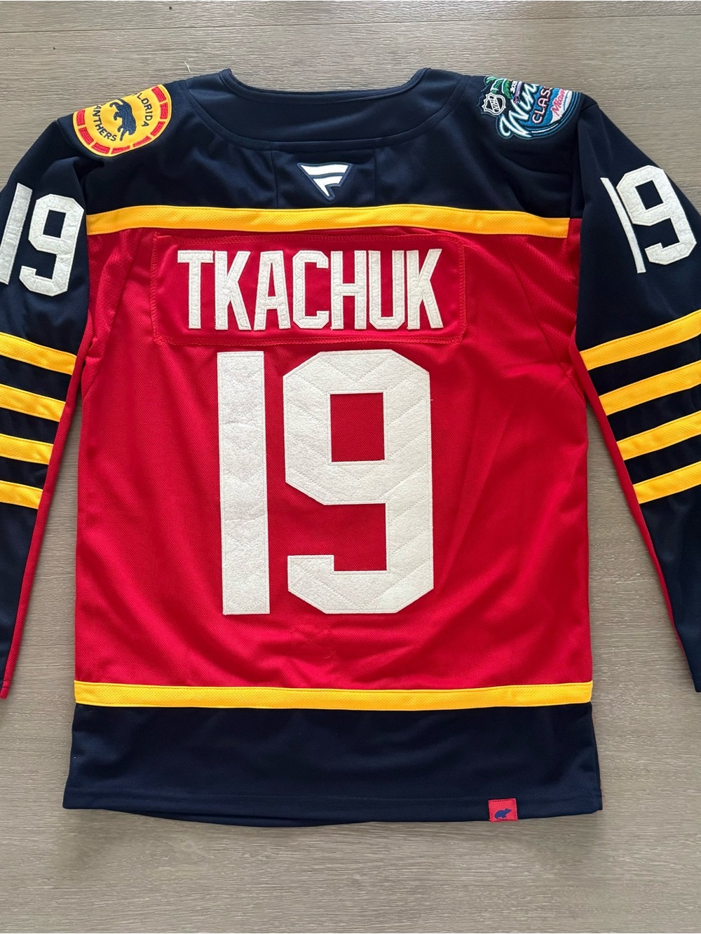 Tkachuk #19 Hockey Jersey - Red, Navy & Yellow